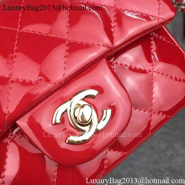 Chanel Classic mini Flap Bag Red Original Patent Leather CF7171 Gold