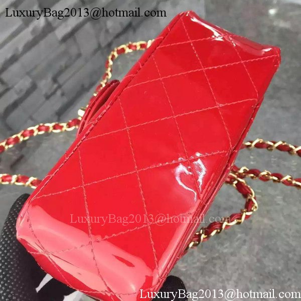 Chanel Classic mini Flap Bag Red Original Patent Leather CF7171 Gold