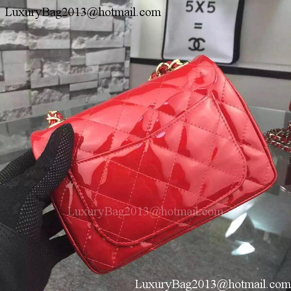 Chanel Classic mini Flap Bag Red Original Patent Leather CF7171 Gold