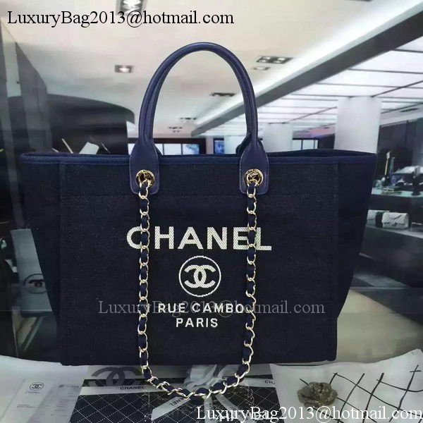 Chanel Large Canvas Tote Shopping Bag A1679 Royal