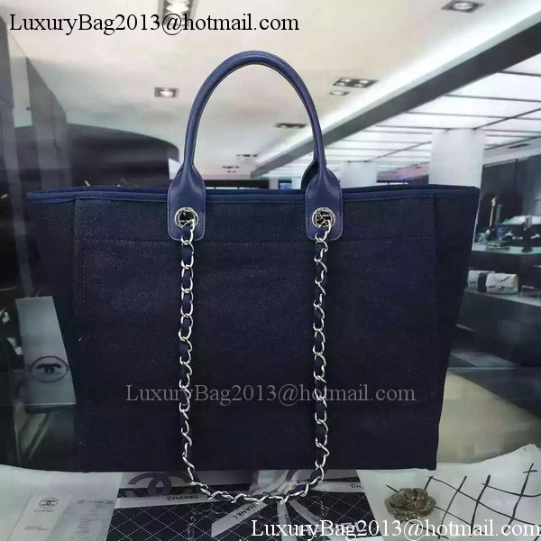 Chanel Large Canvas Tote Shopping Bag A1679 Royal