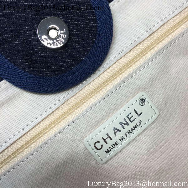 Chanel Large Canvas Tote Shopping Bag A1679 Royal