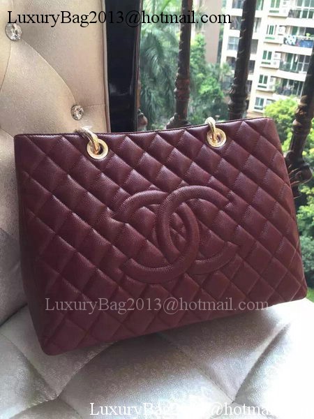 Chanel Shopper Bag Original Calfskin Leather A95021 Burgundy