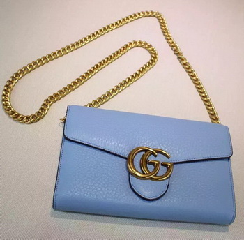 Gucci GG Marmont Leather mini Chain Bag 401232 Blue