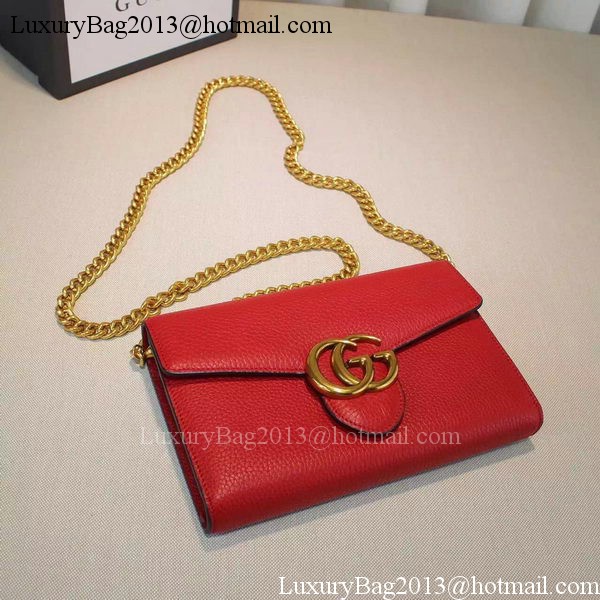 Gucci GG Marmont Leather mini Chain Bag 401232 Red