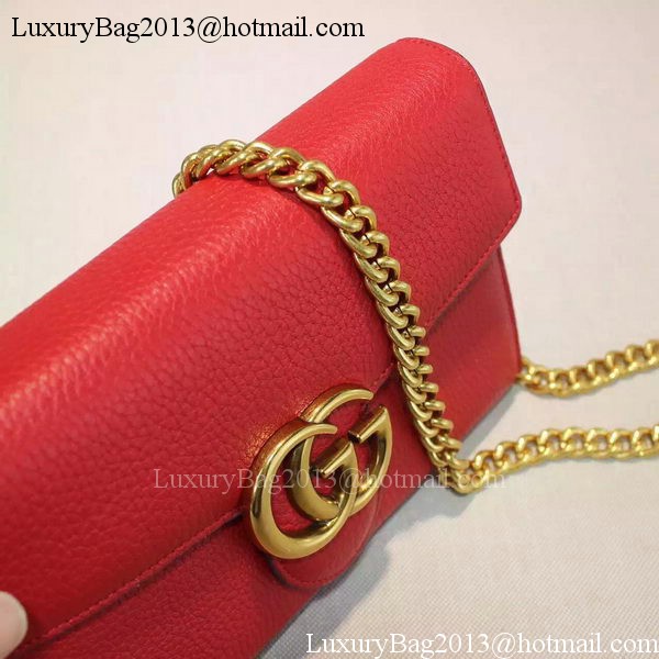 Gucci GG Marmont Leather mini Chain Bag 401232 Red