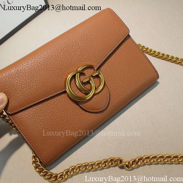 Gucci GG Marmont Leather mini Chain Bag 401232 Wheat