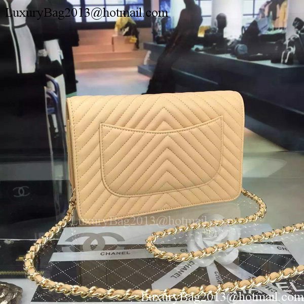 Chanel mini Flap Bag Chevron Leather A33814 Apricot