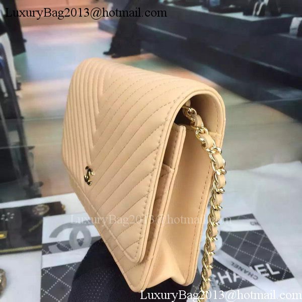 Chanel mini Flap Bag Chevron Leather A33814 Apricot