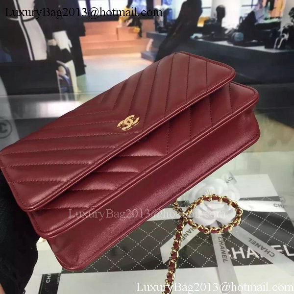 Chanel mini Flap Bag Chevron Leather A33814 Burgundy