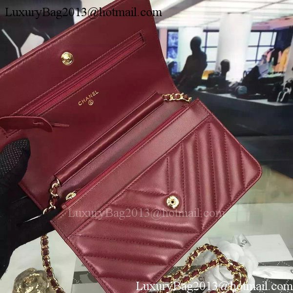 Chanel mini Flap Bag Chevron Leather A33814 Burgundy