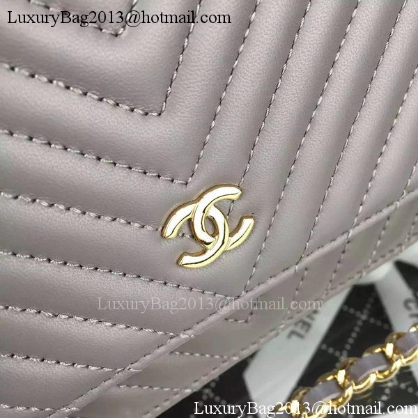 Chanel mini Flap Bag Chevron Leather A33814 Grey