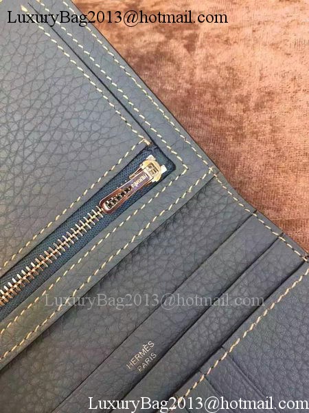 Hermes Bi-Fold Wallet Togo Leather H512 Blue