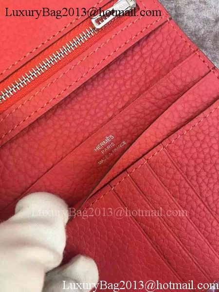 Hermes Bi-Fold Wallet Togo Leather H512 Light Red