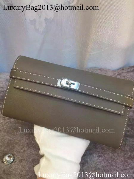 Hermes Kelly Wallet Epsom Leather H009 Grey