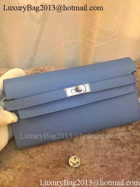 Hermes Kelly Wallet Epsom Leather H009 Light Blue