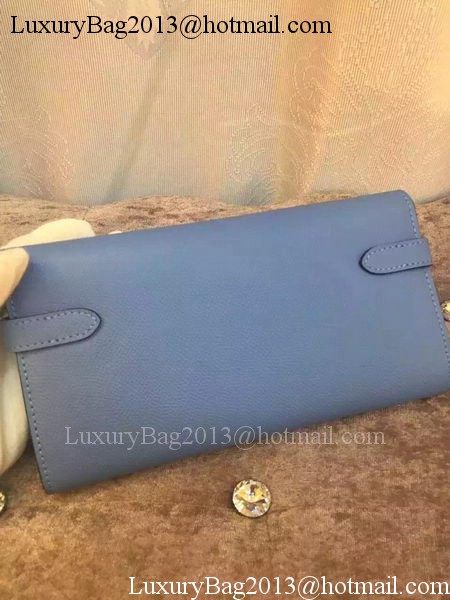 Hermes Kelly Wallet Epsom Leather H009 Light Blue