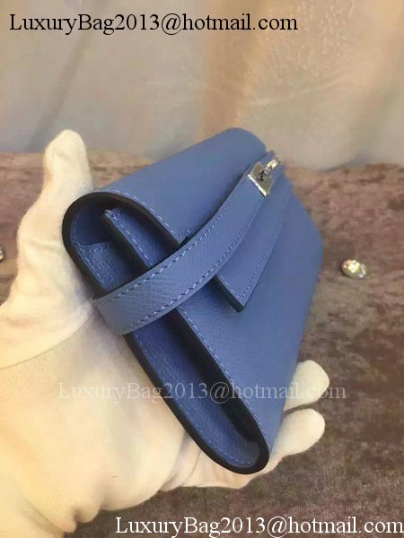 Hermes Kelly Wallet Epsom Leather H009 Light Blue