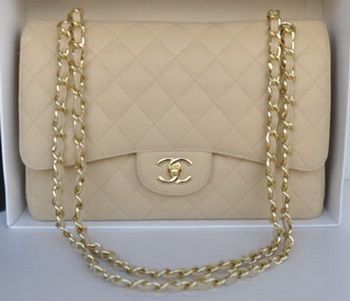 Chanel Jumbo Double Flaps Bag Apricot Cannage Pattern A36097 Gold