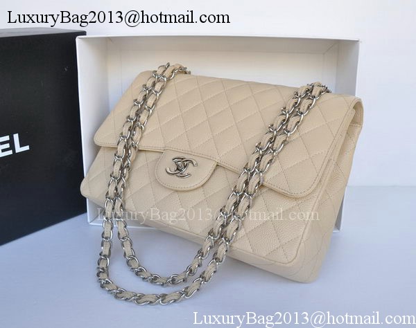 Chanel Jumbo Double Flaps Bag Apricot Cannage Pattern A36097 Silver