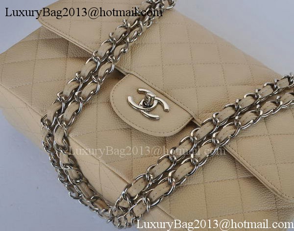 Chanel Jumbo Double Flaps Bag Apricot Cannage Pattern A36097 Silver