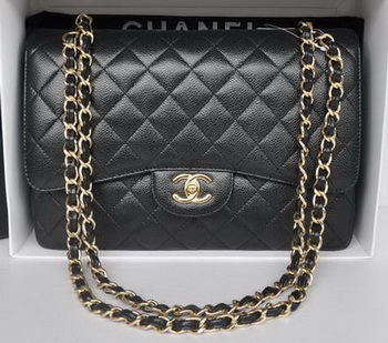 Chanel Jumbo Double Flaps Bag Black Cannage Pattern A36097 Gold