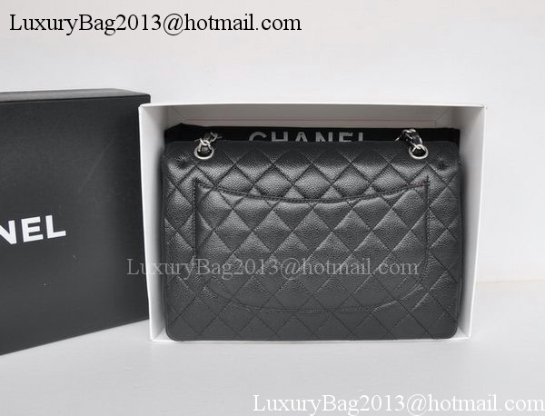 Chanel Jumbo Double Flaps Bag Black Cannage Pattern A36097 Silver