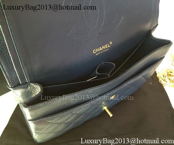 Chanel Jumbo Double Flaps Bag Blue Cannage Pattern A36097 Gold