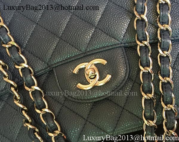 Chanel Jumbo Double Flaps Bag Blue Cannage Pattern A36097 Silver