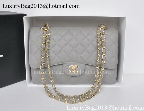 Chanel Jumbo Double Flaps Bag Grey Cannage Pattern A36097 Gold