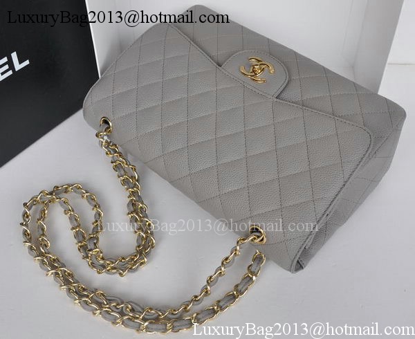 Chanel Jumbo Double Flaps Bag Grey Cannage Pattern A36097 Gold