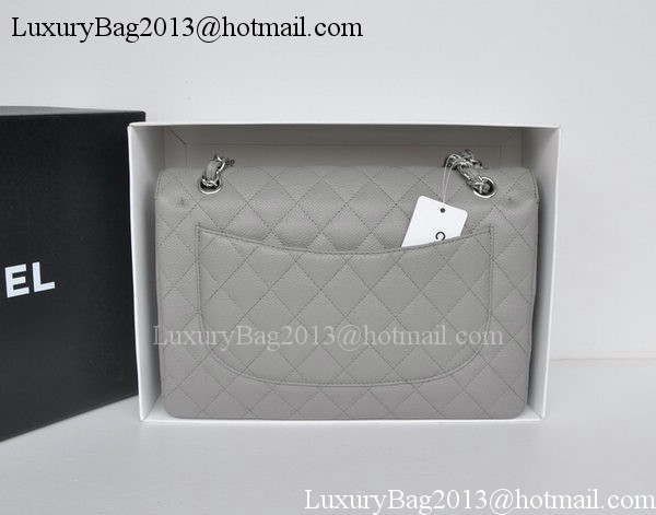 Chanel Jumbo Double Flaps Bag Grey Cannage Pattern A36097 Silver