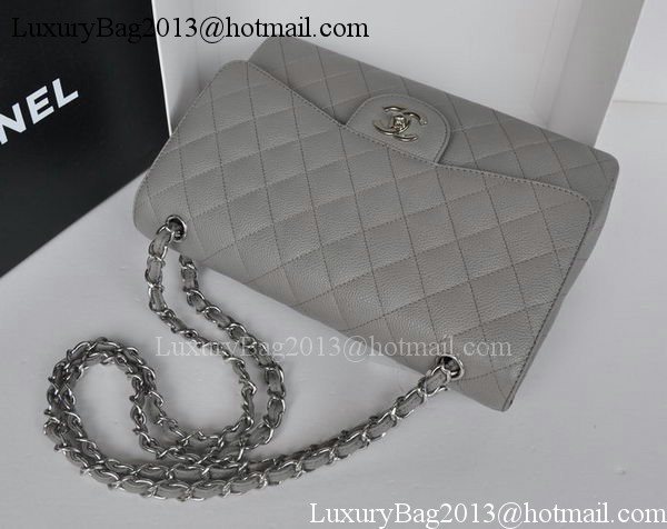 Chanel Jumbo Double Flaps Bag Grey Cannage Pattern A36097 Silver