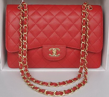 Chanel Jumbo Double Flaps Bag Red Cannage Pattern A36097 Gold