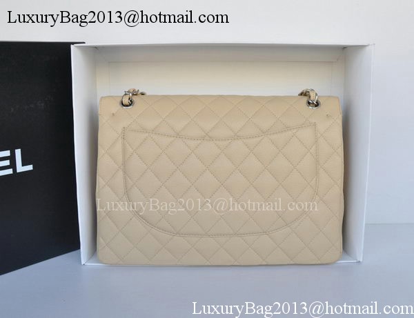 Chanel Maxi Classic Bag A36098 Apricot Cannage Pattern Silver