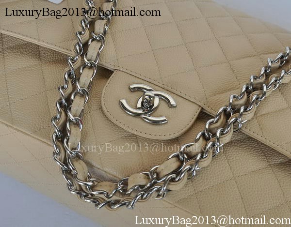 Chanel Maxi Classic Bag A36098 Apricot Cannage Pattern Silver