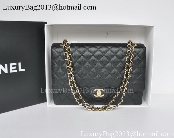 Chanel Maxi Classic Bag A36098 Black Cannage Pattern Gold