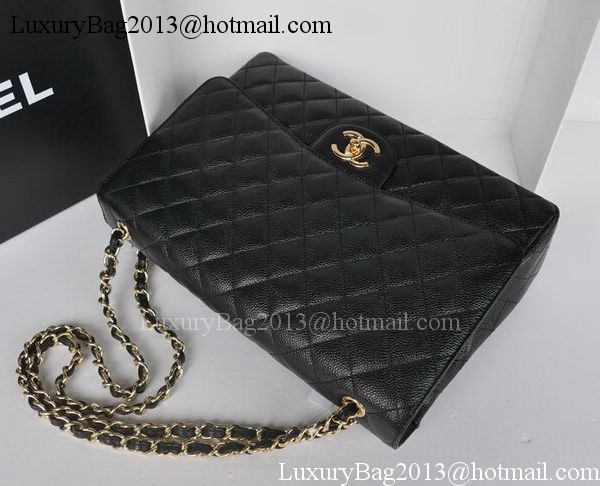 Chanel Maxi Classic Bag A36098 Black Cannage Pattern Gold