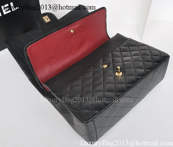 Chanel Maxi Classic Bag A36098 Black Cannage Pattern Gold