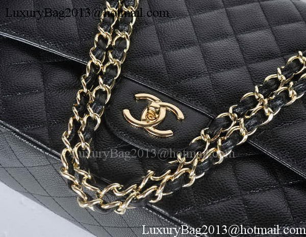 Chanel Maxi Classic Bag A36098 Black Cannage Pattern Gold