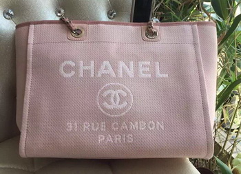 Chanel Medium Canvas Tote Shopping Bag A1679M Pink