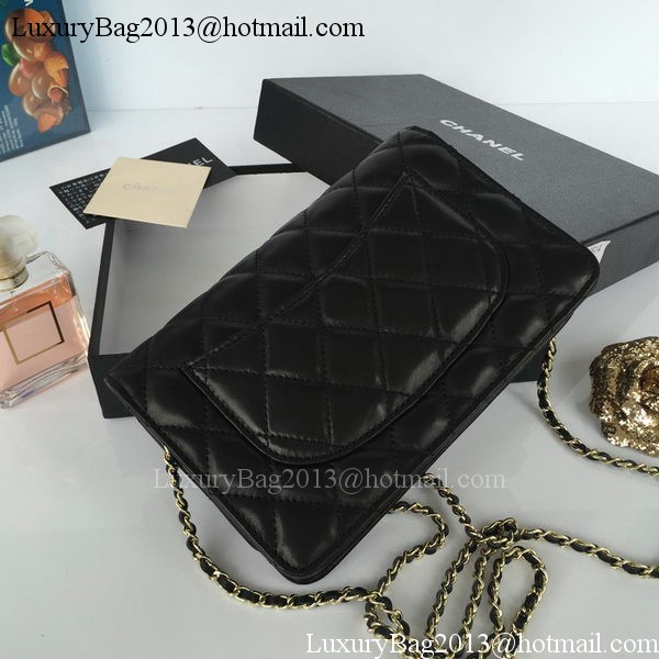 Chanel mini Flap Bag Black Sheepskin Leather A33814S Gold