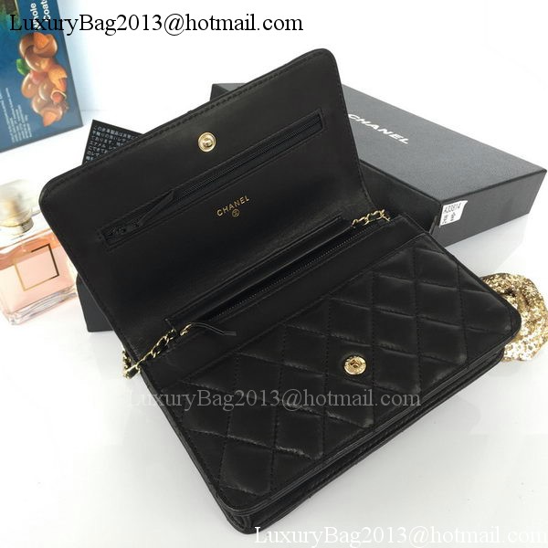 Chanel mini Flap Bag Black Sheepskin Leather A33814S Gold