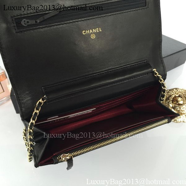 Chanel mini Flap Bag Black Sheepskin Leather A33814S Gold