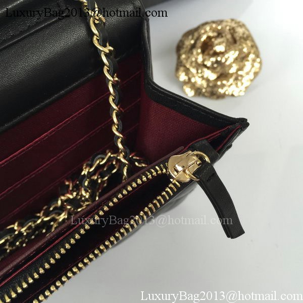 Chanel mini Flap Bag Black Sheepskin Leather A33814S Gold