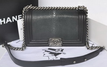 Boy Chanel Flap Shoulder Bag Pearl Leather A66230 Black