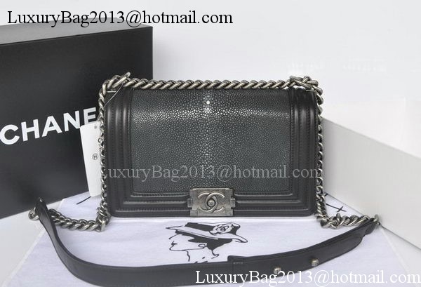 Boy Chanel Flap Shoulder Bag Pearl Leather A66230 Black