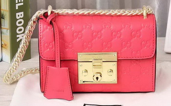 Gucci Padlock Gucci Signature Shoulder Bag 409487 Pink