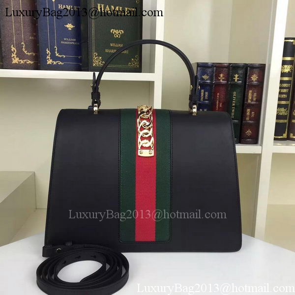 Gucci Sylvie Leather Shoulder Bag 421665 Black