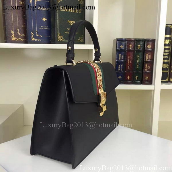 Gucci Sylvie Leather Shoulder Bag 421665 Black